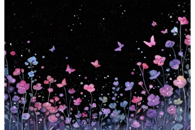 Фототапет Нежни цветя нощ художествен стил